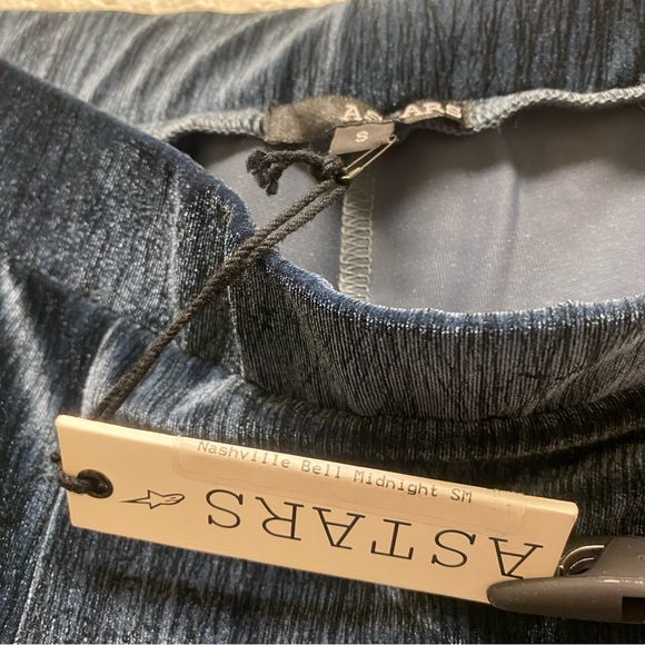 ASTARS Nashville Bell Midnight Velour Velvet Flare Pants Long Blue Small NWT - Picture 11 of 12